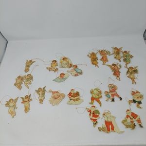 Merrimack Die Cast Cardboard Ornaments Lot Of 24 Vintage 1979 1985 1986 Angels